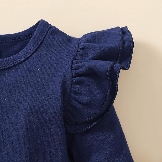 Baby Girl Solid Color Romper Infant Ruffle Sleeve Bodysuit One Piece Outfit Toddler Jumpsuit clothes