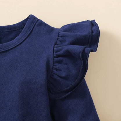 Baby Girl Solid Color Romper Infant Ruffle Sleeve Bodysuit One Piece Outfit Toddler Jumpsuit clothes