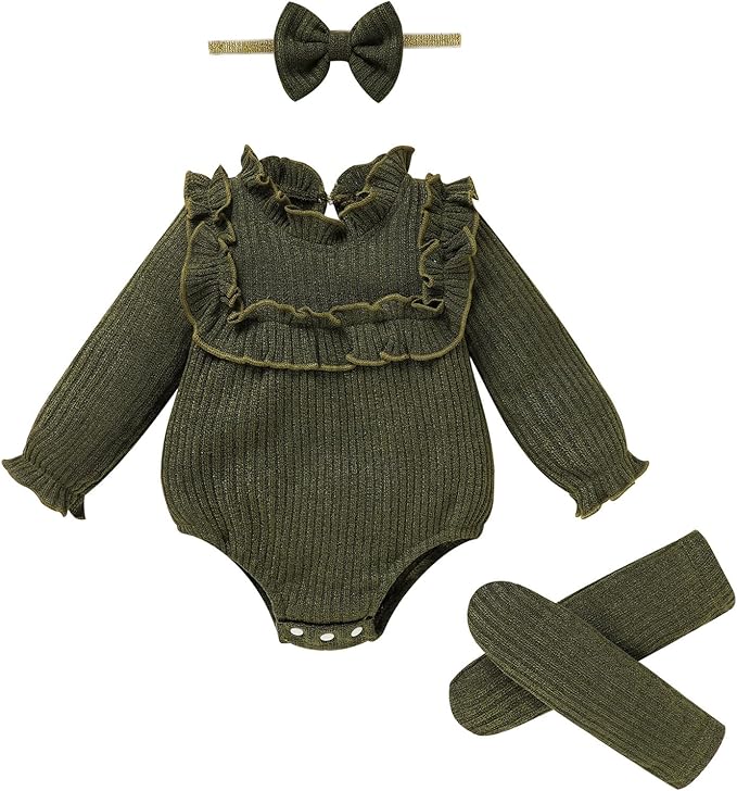 GRNSHTS Newborn Baby Girl Clothes Ruffle Rompers Toddler Fall Outfits for Girls Set Little Girl Fall Winter Clothing