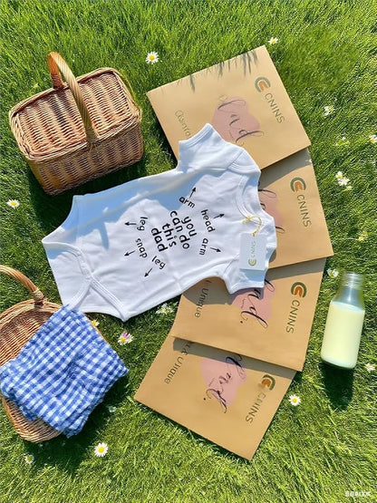 Cnins Funny Baby Bodysuit & Daddy Matching Cotton Outfit for Wild One 1st Birthday, Unisex Newborn Infant Clothes 0-24M