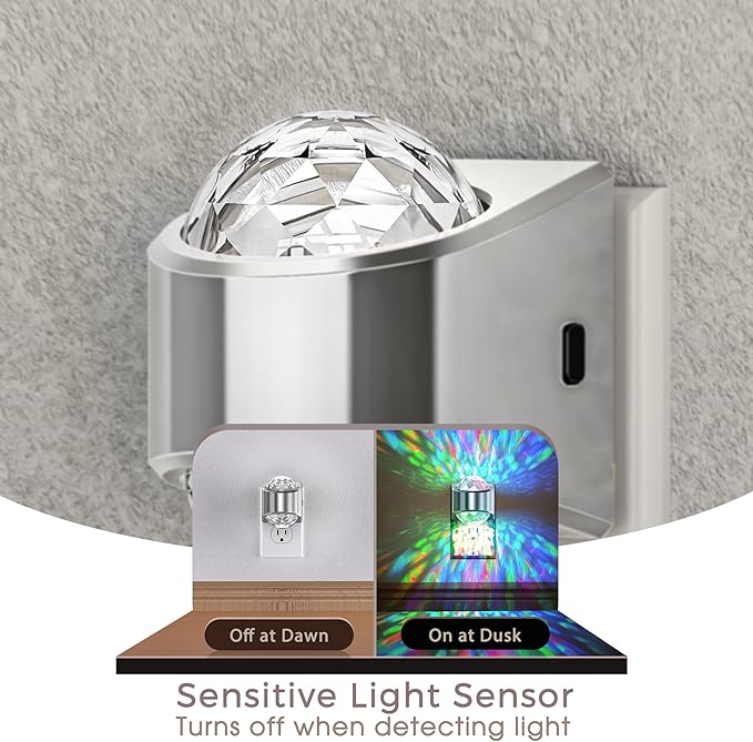 Night Lights Plug into Wall, Star Projector for Bedroom, Silver Night Light Projector for Kids, 9-Color RGB Galaxy Nightlight with Dusk to Dawn Sensor for Bathroom, Home Gaming Room Decor Gifts