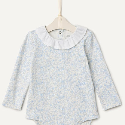 Amazon Essentials x Sofia Grainge Baby Girls' Long-Sleeve Ruffle Collar Bodysuit, Pack of 2