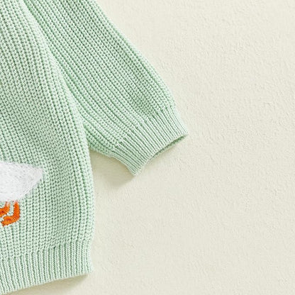 Baby Girl Cardigan Sweater Toddler Goose Embroidered Button Down Knit Sweaters Fall Winter Knitwear Jacket Clothes