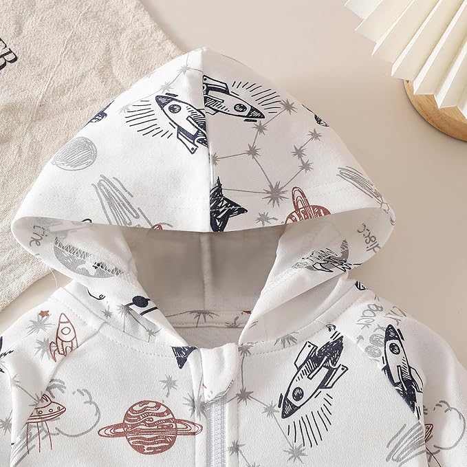 ROMPERINBOX Baby Hoodie for Boy Girl, Full Zip-up Lightweight Thin Jackets Coat Sweatshirts 0-24 Months