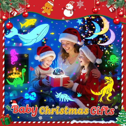 COOLNIGHT Christmas Room Decor, 93 Lighting+3 Films Christmas Projector Christmas Stuff, Remote+Dimmable+360° Slient Nightlight for Baby Nursery, Christmas Room Decorations, Moon Projector (White)