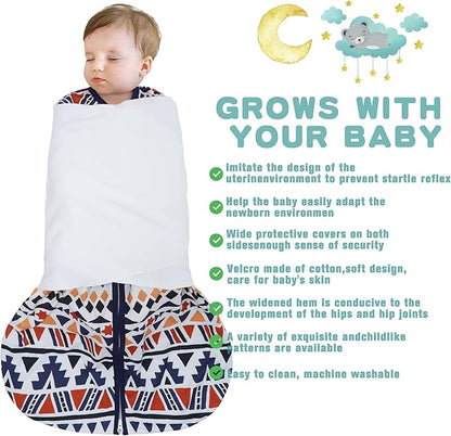 Newborn Sleep Sack Baby Swaddle,3-Way Adjustable Wearable Blanket,100% Rayon Cotton Swaddling Sleeping Bag，TOG 0.5 (Soccer & Triangles, 3-6 Months)