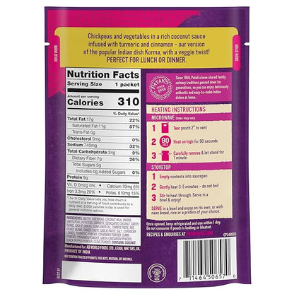 Patak's Chickpeas and Veggie Korma Ready To Heat Curry, 10.05 Fl Oz
