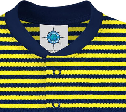 Creative Knitwear College Baby Striped Footed Romper - Team Logo, Multiple Colors, for Boys & Girls (0-9 Months)