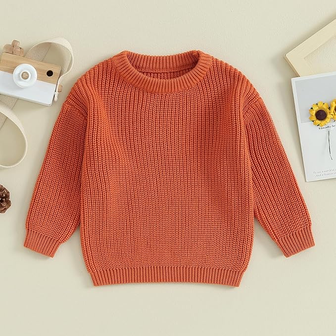 Newborn Baby Boy Girl Knit Sweater Long Sleeve Solid Winter Warm Sweatshirt Top Outfit Infant Toddler Fall Clothes