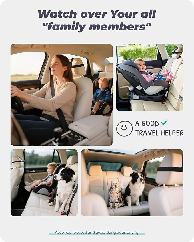 Magnetic Dual Baby Car Camera for Two Kids, 1080P IPS Display with Magnetic Mount, 3 Modes(Zoom/Mirror/Split), Automatic Night Vision, USB-Powered Car Camera for Baby Rear Facing (2 Cams)