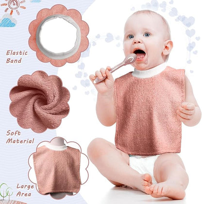Foaincore 3 Pieces Full Coverage Toddler Bibs Pullover Baby Bibs Absorbent Cotton Terry Towel Toddler