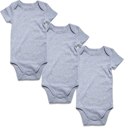 GKrepps Unisex 3-Pack Short-Sleeve 100% Organic Cotton Baby Bodysuits Infant Toddler