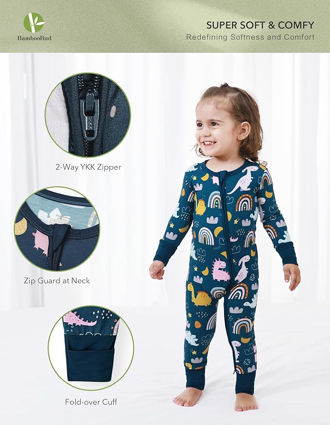 Baby Zippered Rompers Newborn Pajamas Sleepers Long Sleeve Jumpsuits Infant Zipper Romper-Viscose from Bamboo