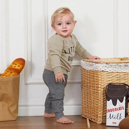 Murnouche Toddler Baby Boy Fall Winter Outfits Letter Crewneck Sweatshirt Casual Pants 2Pcs Clothes Set