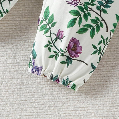 ChuYuKu Baby Girls Newborn Long Sleeve Romper Infant Winter Clothes Floral Pants Outfits with Headband & Mittens 0-6M