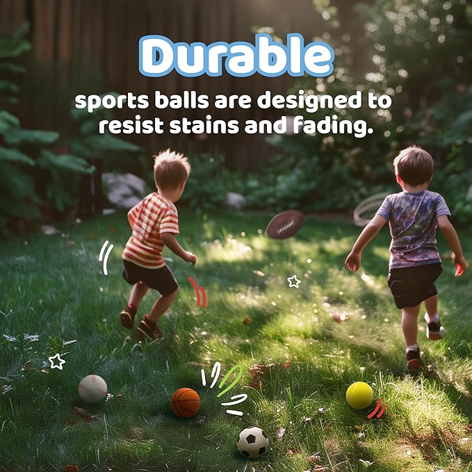 Neliblu Set of 5 Foam Balls for Kids - Toddler Toys Set with Soccer, Basketball, Football, Baseball, and Tennis - Soft Indoor and Outdoor Baby Balls for Toddlers - Kids Outdoor Toys for Active Play