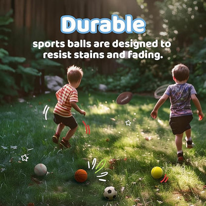 Neliblu Set of 5 Foam Balls for Kids - Toddler Toys Set with Soccer, Basketball, Football, Baseball, and Tennis - Soft Indoor and Outdoor Baby Balls for Toddlers - Kids Outdoor Toys for Active Play