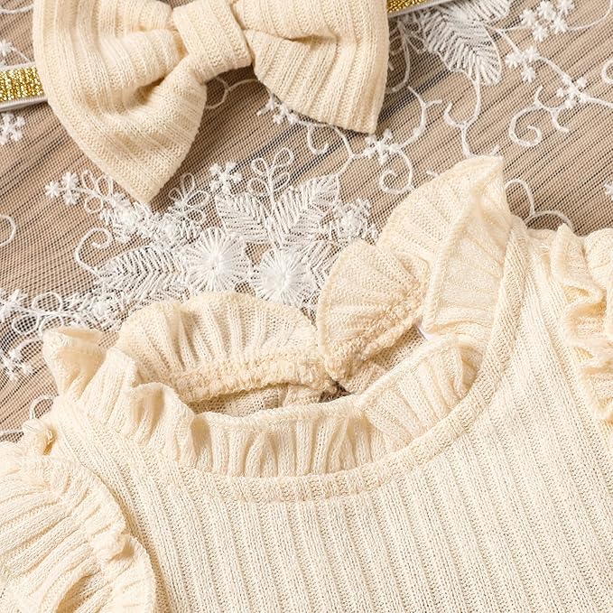 GRNSHTS Newborn Baby Girl Clothes Ruffle Rompers Toddler Fall Outfits for Girls Set Little Girl Fall Winter Clothing