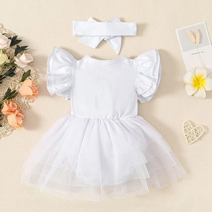 Baby Girl Clothes Infant Ruffle Sleeve Romper Dress Newborn Solid Tutu Skirt Sets Jumpsuit Headband Outfit