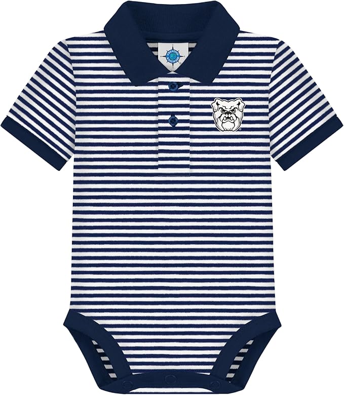 Creative Knitwear College Baby Striped Polo Bodysuit - Team Logo, Multiple Colors, for Boys & Girls (0-12 Months)
