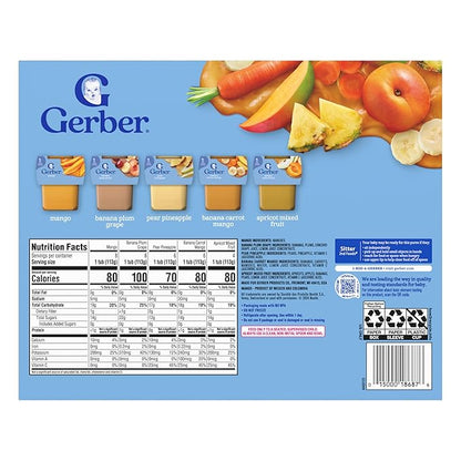 Gerber 2nd Foods Natural for Baby Tropical Adventure Baby Food, Variety Pack, 4 oz Tubs (32 Pack)