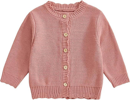 Baby Girl Cardigan Sweater Long Sleeve Button Up Knit Sweatshirt Jacket Toddler Baby Girl Fall Outfits