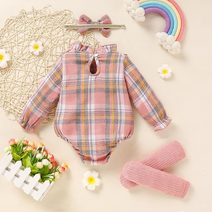 GRNSHTS Newborn Baby Girl Clothes Ruffle Rompers Toddler Fall Outfits for Girls Set Little Girl Fall Winter Clothing