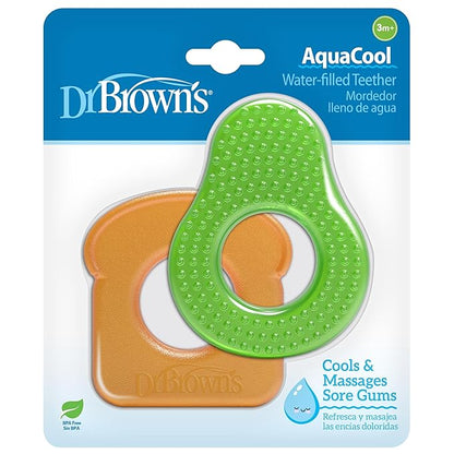Dr. Brown's AquaCool Water-Filled Teether, Cooling Baby Teether Toy for Sore Gums, Avocado Toast Shapes, BPA Free, 3m+, 2-Pack