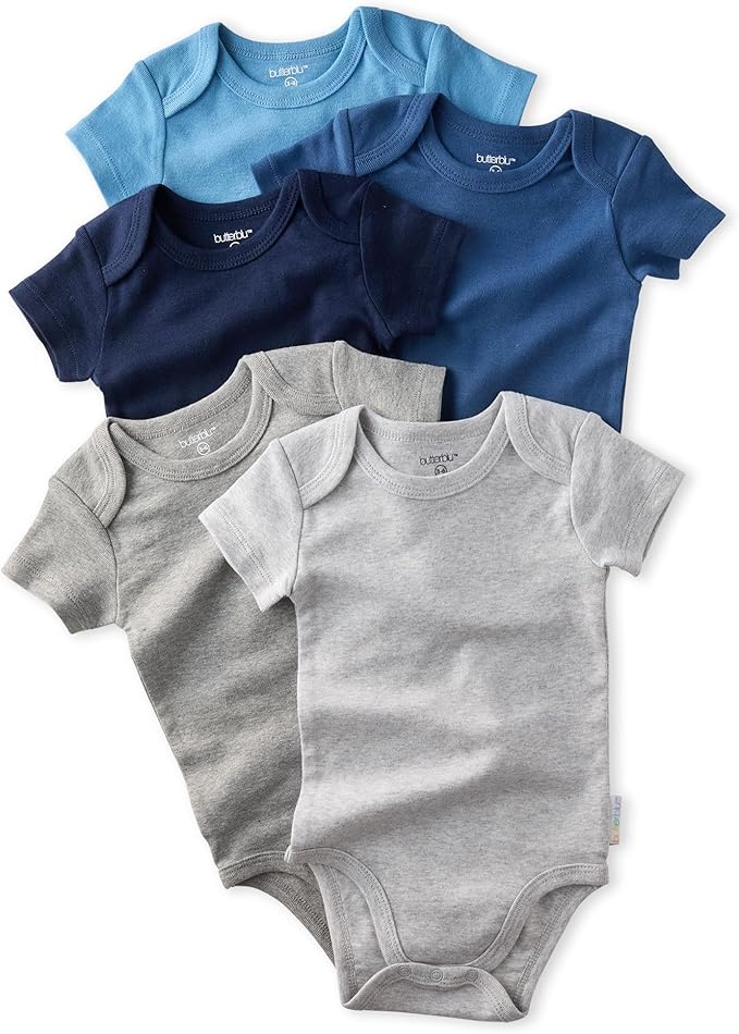 Avery 5-Pack Short Sleeve Bodysuits 100% Organic Cotton for Baby Boys & Girls