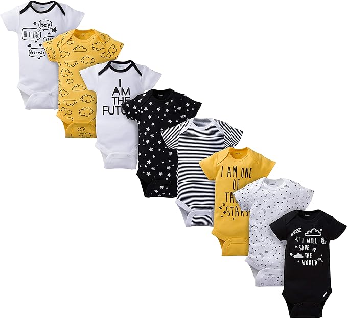Gerber unisex-baby 8-pack Short Sleeve Onesies Bodysuits
