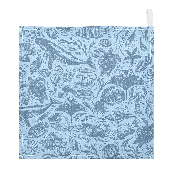 vvfelixl Whale Dolphin Octopus Shark Baby Burp Cloths Baby Muslin Washcloths for Boys Girls Cotton Baby Face Towel for Newborn Infants Soft and Absorbent 11.8 X 11.8 in, 5 Pack