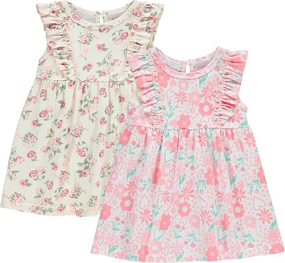 Cudlie 2-Pack Baby Girls’ Dresses – Adorable Prints and Everyday Value - 0-3M to 24M