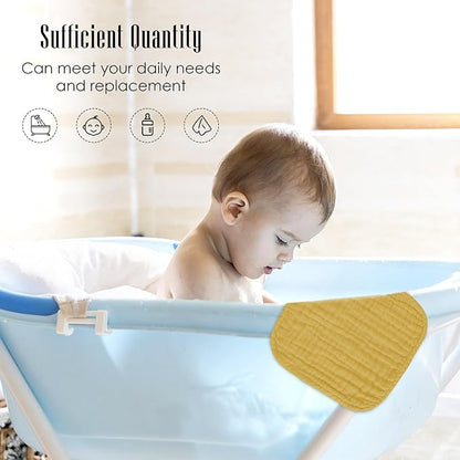 Baby Washcloths -100% Cotton Muslin Soft Baby Bath Wash Cloths and Absorbent Baby Wipes for Newborns Kids Girls and Boys - 12 Pack, 12x12 Inches - Brown, Honey, Bean Paste Series