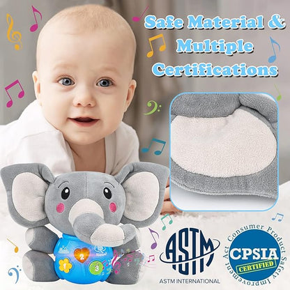 Plush Musical Baby Toys，Cute Elephant Toys for 3-6-12 Months Boys & Girls, Cute Stuffed Animal Infants Baby Toy， Elephant Baby Stuff，Toys for Infants 0-6 Months