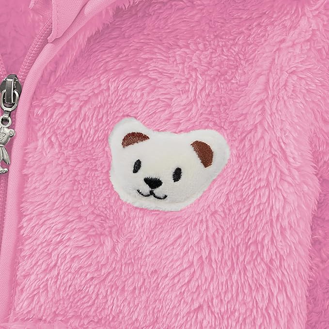 Baby Boys Girls Fleece Jackets Zip Up Hoodies Cute Bear Coats Fall Winter Fuzzy Jacket Newborn Boys Girls Outwear