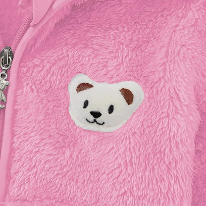 Baby Boys Girls Fleece Jackets Zip Up Hoodies Cute Bear Coats Fall Winter Fuzzy Jacket Newborn Boys Girls Outwear