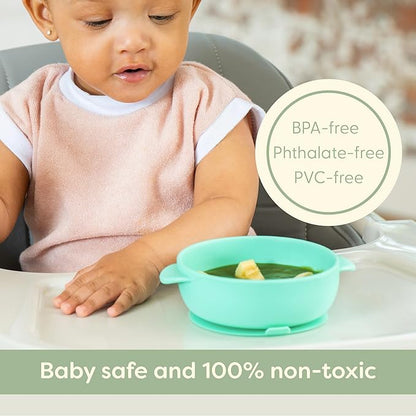 UpwardBaby Silicone Baby Bowls with Suction Set - Strong Suction Design for Toddlers 1-3, Easy-Grip Baby Spoon for Self-Feeding, BPA Free Feeding Bowls, 4-Piece Set