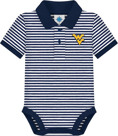 Creative Knitwear College Baby Striped Polo Bodysuit - Team Logo, Multiple Colors, for Boys & Girls (0-12 Months)