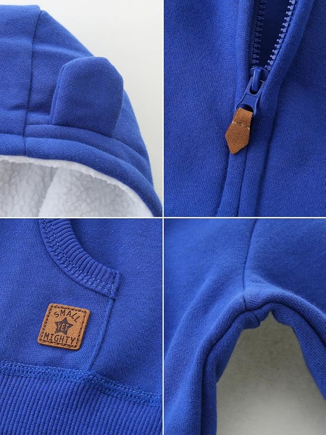 Baby Boy Girl Clothes Zip-Up Hoodies with Sherpa Lining Spring Fall Outerwear Coat
