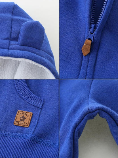 Baby Boy Girl Clothes Zip-Up Hoodies with Sherpa Lining Spring Fall Outerwear Coat