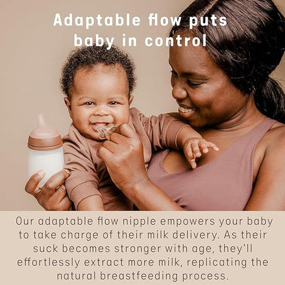 Suavinex Zero Zero Anti Colic Baby Bottle, No 1 Spanish Baby Bottle Brand, Minimizes Bottle Rejection & Nipple Confusion, Perfect for Breastfeeding Babies, 9 oz, Medium Tone, Medium Flow