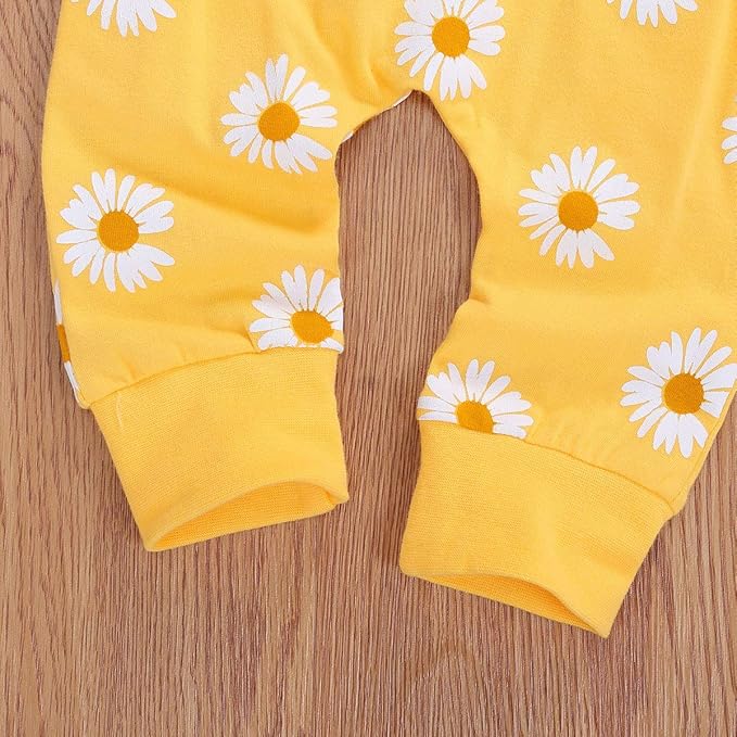 3Pcs Baby Girl Outfits Daisy Sweatshirt + Pants + Headband Infant Fall Winter Clothes