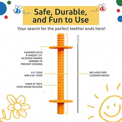 Silicone Baby Teethers 0-6 Months, Textured Baby Teething Toys 3-6 Months, Toddler Molar Teething Relief Sticks, Freezable Chew Straws for Babies 6-12 Month Girl Boy Infant (Spring)