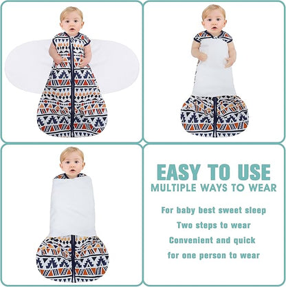 Newborn Sleep Sack Baby Swaddle,3-Way Adjustable Wearable Blanket,100% Rayon Cotton Swaddling Sleeping Bag，TOG 0.5 (Soccer & Triangles, 3-6 Months)