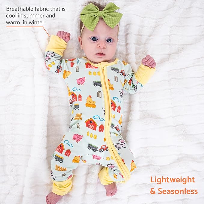 LollyBanks Baby Pajamas, 2-Way Zipper Infant Romper, 95% Viscose Made from Bamboo and 5% Spandex, Baby Sleepers