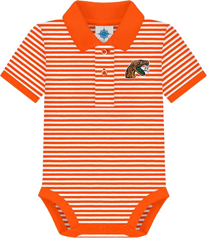 Creative Knitwear College Baby Striped Polo Bodysuit - Team Logo, Multiple Colors, for Boys & Girls (0-12 Months)