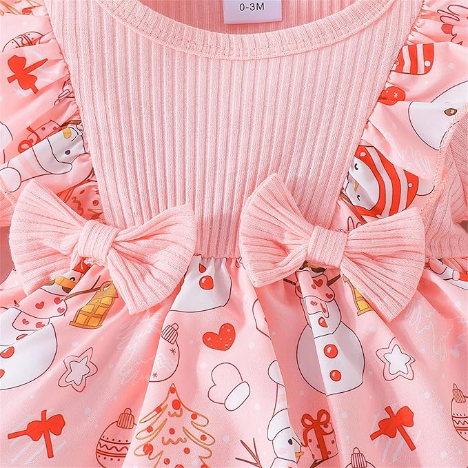 Hnyenmcko Newborn Baby Girl Christmas Clothes Infant Red Plaid Romper Dress Ruffle Long Sleeve Ribbed Bodysuit Headband Set