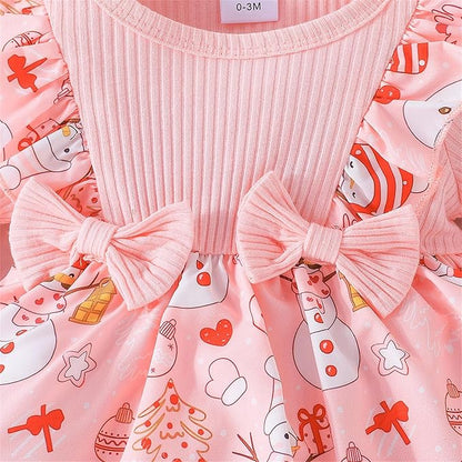 Hnyenmcko Newborn Baby Girl Christmas Clothes Infant Red Plaid Romper Dress Ruffle Long Sleeve Ribbed Bodysuit Headband Set