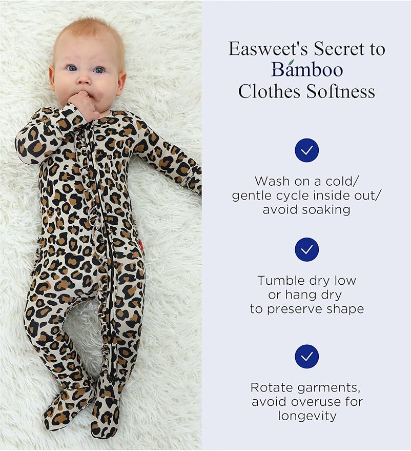Bamboo Viscose Baby Girl Footie Pajamas, Newborn Sleepers Infant Onesie, 2-Way Zipper Footed Pjs