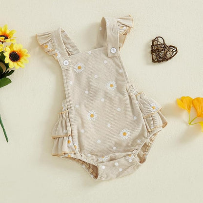 Thorn Tree Baby Girl Summer Clothes Newborn Outfit Ruffle Romper Infant Baby Dress Bow Headband Solid Cute Outfits Girls